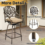 Outdoor Swivel Bar Stools Set of 2, Cast Aluminum Patio Bar Height, All-Weather Bar Dining 52885798