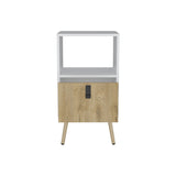 Tall Nightstand 29"H, with One Drawer and Functional Storage, White / Macadamia B097P167469