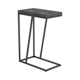 ZUN Rustic Grey Herringbone and Sandy Black Accent Table B062P153638