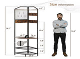 Corner Hall Tree with Shoe Bench Entryway Coat Rack with 10 Metal Movable Hooks Floor Standing 74199774