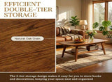 Mid Century Modern Coffee, 100% Solid Oak Wood Coffee with Storage Shelf, 2-Tier Coffee W3204P469105