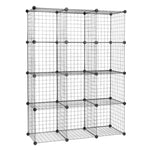 ZUN 12-Cube Organizer Cube Storage Storage Shelves Wire Cube Storage Origami Shelves Metal Grid 82647882