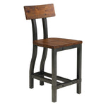 ZUN Rustic Brown and Gunmetal Finish Wooden Counter Height Chairs 2pc Set Industrial Design Dining B01163350