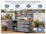 (With Assembly Video) Farmhouse Patio Potting Bench, 44.6''x19.5'' Large Freestanding Garden N717P404331E