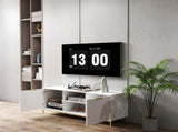 Modern TV Stand with Wave-Design Doors, Open Shelf & Adjustable Shelf - Stylish and Functional for 14246610