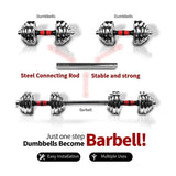 Adjustable Dumbbell Set With 3 in 1 Dumbbell Barbell Metal Connecting Rod, Chromed Weights, 30618876