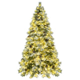 ZUN 7.5FT Pre-Lit Spruce Snow Flocked Christmas Tree with Pine Cones, Artificial Xmas Tree with 745 N704P198471A