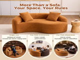 LY-042 S-Curved Chenille Sectional Sofa Dual-Depth , Orange, No Assembly, Compact W2231P329720