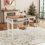 5 Piece Bar Table Set, Kitchen Bar Table and Chairs Set of 4, Modern Metal Counter Height Table with W578P303840