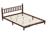 Queen Size Wood Platform Bed with Gourd Shaped Headboard,Retro Style Platform Bed with Wooden Slat N733P206242D