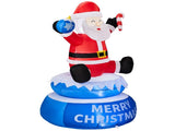 4.8FT Rotating Sitting Santa Inflatable, 4 LED Lights, 210D Polyester Christmas Decor, US Plug 93001971