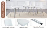 ZUN Modern White PU Bar Stool - Silver Metal Legs with Cross Reinforcement.White,Silver Metal Legs,Bar W1151P211983