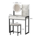 Small Vanity Desk with Mirror and Lights, Makeup Vanity Table with LED Mirror, 3 Lighting Modes, W3587P462333