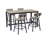 Bar Table Set with 4 Bar stools PU Soft seat with backrest, Grey, 47.24'' L x 23.62'' W x 35.43'' H 17125844