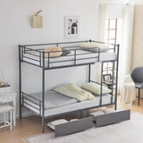 Twin Over Twin Convertible Bunk Bed with 2 Storage Drawers, Metal Bunk Bed Can be 58532352