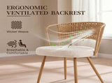 Wicker dining chairs - 4-piece set - Farmhouse soft padded cane back kitchen chair with sponge W3590P453802