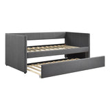 1pc Daybed with Trundle Dark Gray Fabric Upholstery Wooden Frame Modern Home Furniture B011P256688