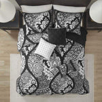 ZUN 6 Piece Printed Cotton Quilt Set with Throw Pillows Black Full/Queen B03597639