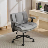 Cross Legged with Flip-Up Armrests Leather, Cross Legged Office on Wheels, Comfy Swivel 18513157