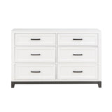 ZUN White Finish Dresser with 6x Storage Drawers Wooden Bedroom Furniture 1pc B011P270965