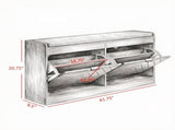 Upholstered Entry Way Bench, Narrow Storage Bench, 2 Flip Drawers, 2 Vents for 8 Pairs of Shoes 80689310