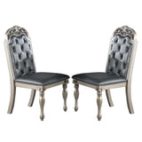 Set of 2 PU Upholstered Dining Chairs, Silver B016P226039