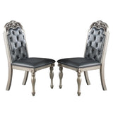 ZUN Set of 2 PU Upholstered Dining Chairs, Silver B016P226039