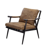 Berham Chestnut and Matt Iron Accent Chair with Metal Leg B062P209142