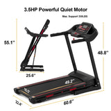 ZUN FFolding Treadmill for Home - 330 LBS Weight Capacity Running Machine with Incline/Bluetooth, 3.5HP 61691586