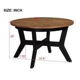 ZUN 32inch Wood Round Coffee Table for Living Room,Mid Century Farmhouse Circle Wooden Coffee Tables for 50373023