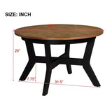 ZUN 32inch Wood Round Coffee Table for Living Room,Mid Century Farmhouse Circle Wooden Coffee Tables for W1202P155409