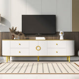 ZUN Modern TV Stand for TVs up to 80 Inches, Entertainment Center with 4 Drawers and 1 Cabinet, Wood TV 75818864