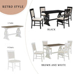 ZUN 5-Piece Retro Dining Set, Rectangular Wooden Dining Table 4 Upholstered Chairs for Dining Room 61212902