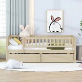 Twin Size Daybed Wood Bed with Two Drawers, Natural WF301864AAN