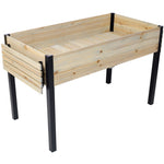 ZUN Raised Garden Bed, Metal Leg Wood Planter Boxes with Folding Storage Shelf,Elevated Planter Box for W465P182258