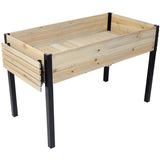 ZUN Raised Garden Bed, Metal Leg Wood Planter Boxes with Folding Storage Shelf,Elevated Planter Box for W465P182258