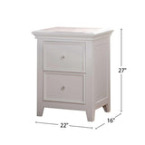 Pine Wood Nightstand with 2 Drawers, White B016P253773