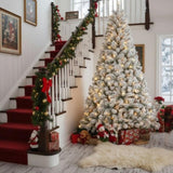 5FT Flocked Christmas Tree 407 Tips Artificial Plant with 150 Warm White Lights Sturdy Metal Stand 36299344