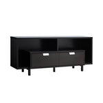 ZUN Entertainment Stand, 60" TV Console Table with 2 Drawers and Open Shelving, Red Cocoa B107130955