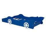 Twin Size Race Car-Shaped Platform Bed with Wheels,Blue WF298789AAC