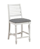 Majestic Rustic Counter Height 2pc Dining Chairs Set Antique White Solid wood Gray Fabric Cushions B011110878