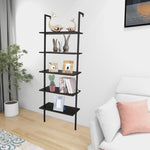 ZUN 5-Shelf Wood Ladder Bookcase with Metal Frame, Industrial 5-Tier Modern Ladder Shelf Wood 64446382