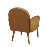 Mid-century Accent Chair with Rattan Armrests&Wooden Legs, for Living Room Reading Bedroom Balcony, N765P220370Y