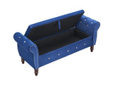 63.38"Velvet Multifunctional Storage Rectangular ottoman bench Comes with crystal buckle Solid Wood W1825P185500