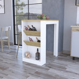Cecil Kitchen Island, 3-Tier Shelf, Manufactured wood Top B128P148685