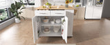 K&K Kitchen Island with Drop Leaf, Kitchen Storage Cart with 3 Tier Pull Out Cabinet Organizer, WF531421AAW