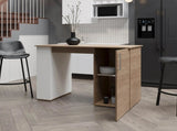 White and Natural Oak Kitchen Island with 1-Door and Open Storage B062P290292