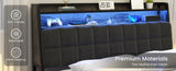 Queen Bed Frame, Ergonomic Headboard with Multi-Space Storage, Bedframe with Charging Station RGB B2716P332042