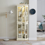 ZUN Lighted Glass Curio Display Cabinet,Display Cabinet,Glass Storage Cabinet Glass Wine cabinet Wood W2275P199812