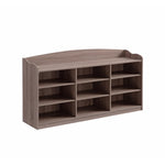ZUN Wooden Shoe Storage Bench, Nine Storage Shelves, Entryway Organizer, Dark Taupe B107131299